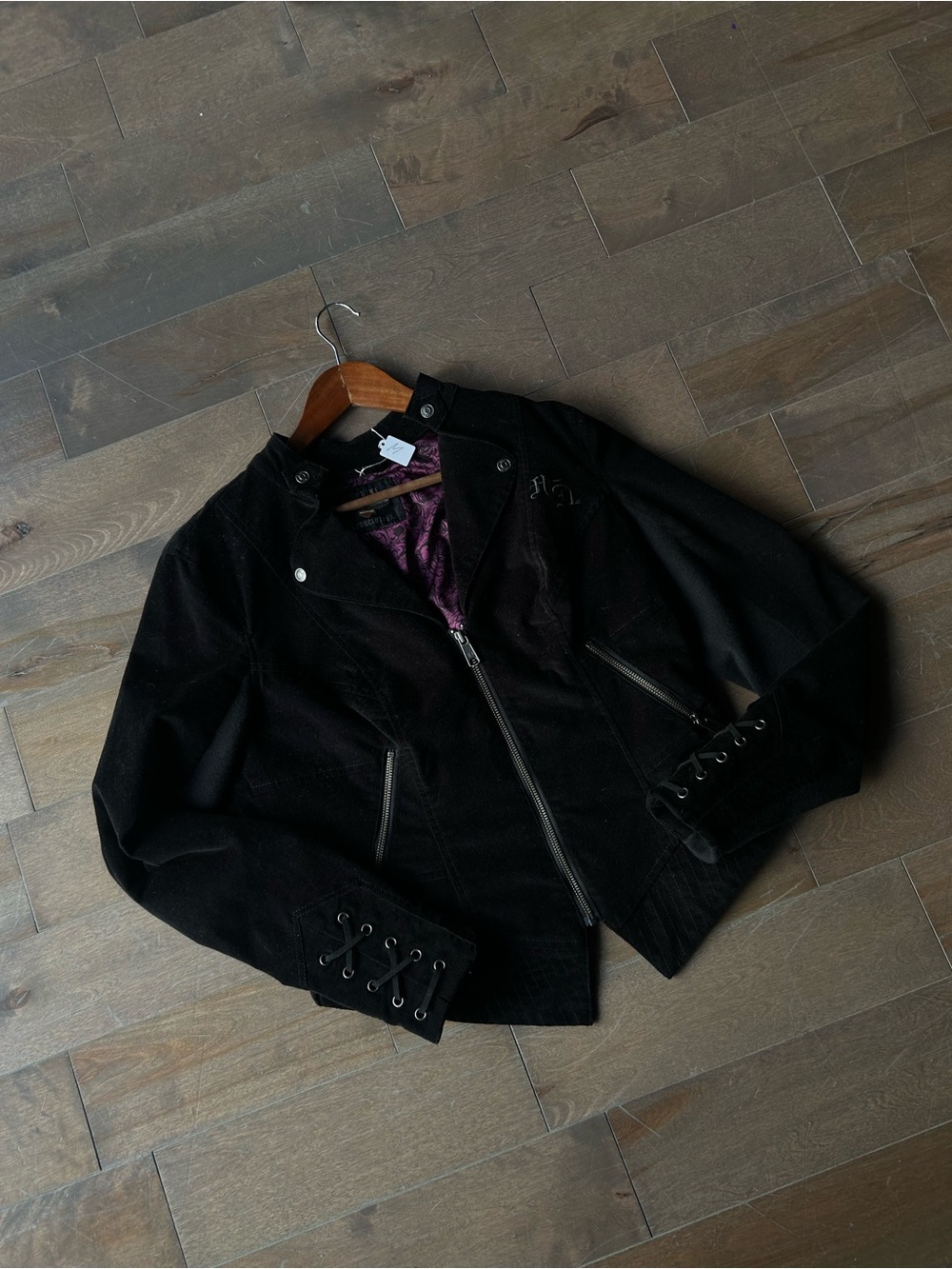 Harley-Davidson Black Women's Lace-Up Cuff Moto Jacket